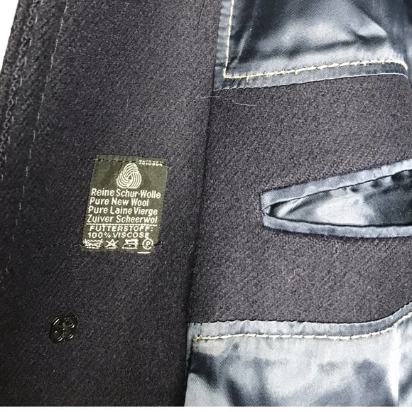 Pure New Wool Vintage Navy Blue Heavy long winter coat - Picture 7 of 7